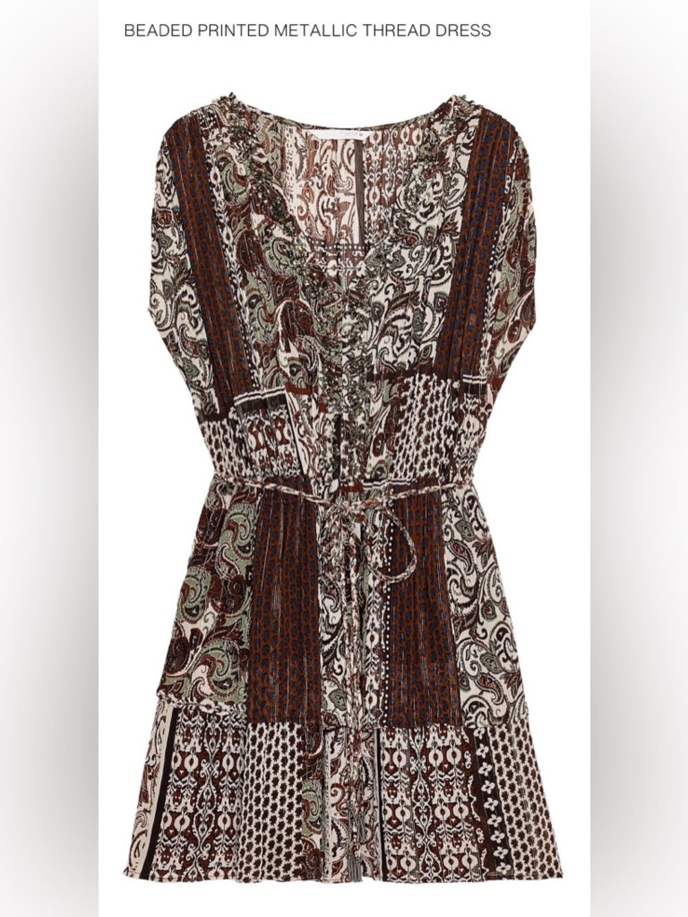 Zara beaded, printed, metallic thread dress - Picture 5 of 5